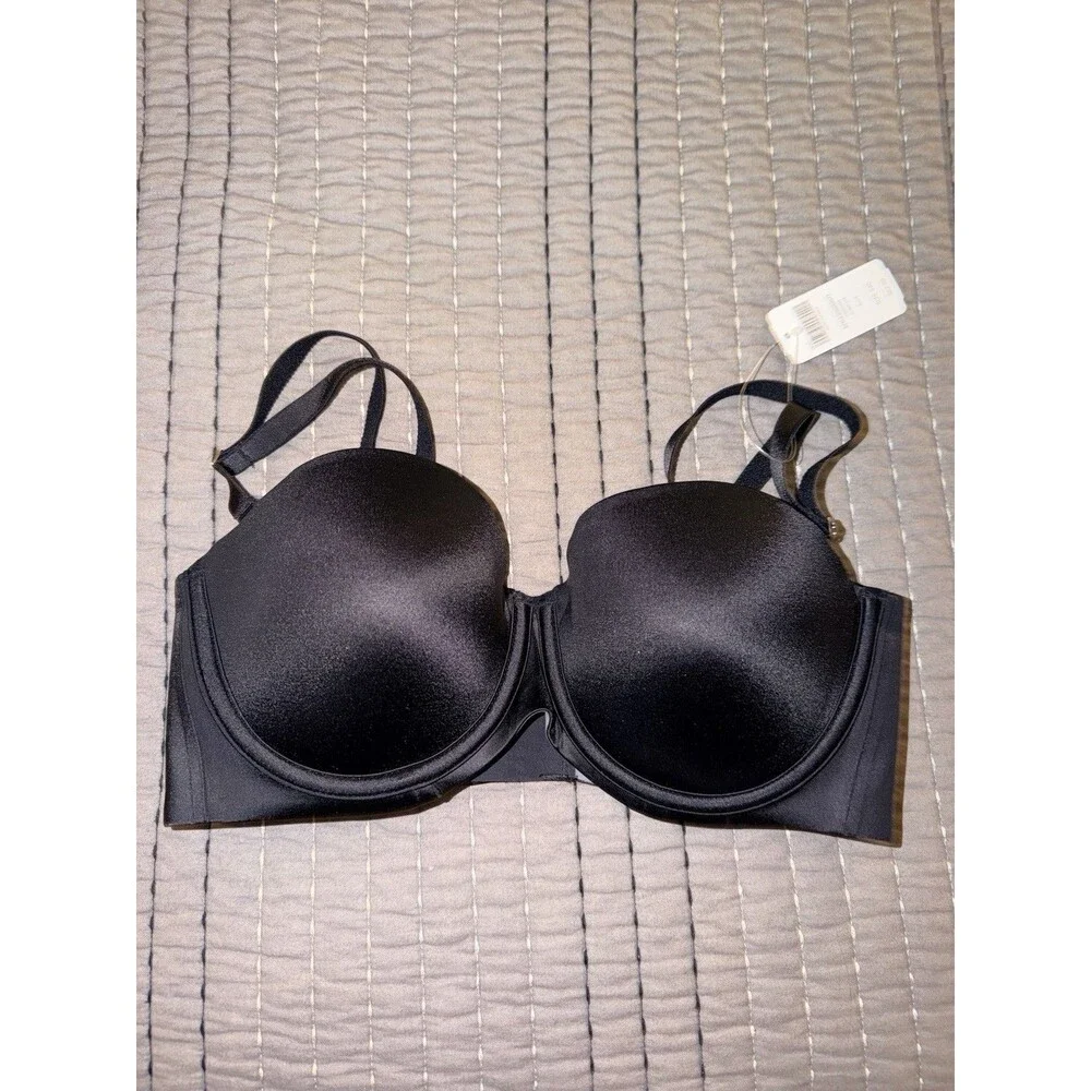 Soma Bra Womens Sz 34D Vanishing Strapless Black Smoothing Underwire Support New